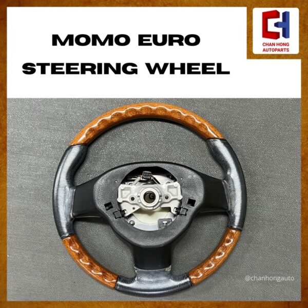 MOMO Euro Steering Wheel [Walnut][Button][New Clock Spring][Original from Japan][Used] - Image 2