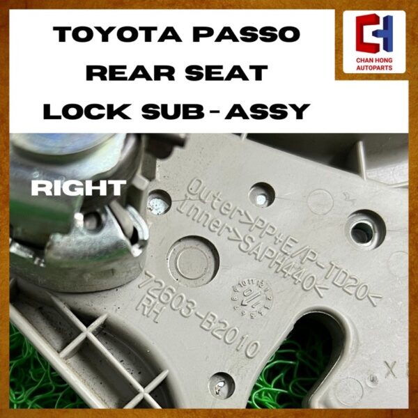Toyota Passo Rear Seat Lock Sub-Assy 72603-B2010/72604-B2010 [Original from Japan][Used] - Image 4