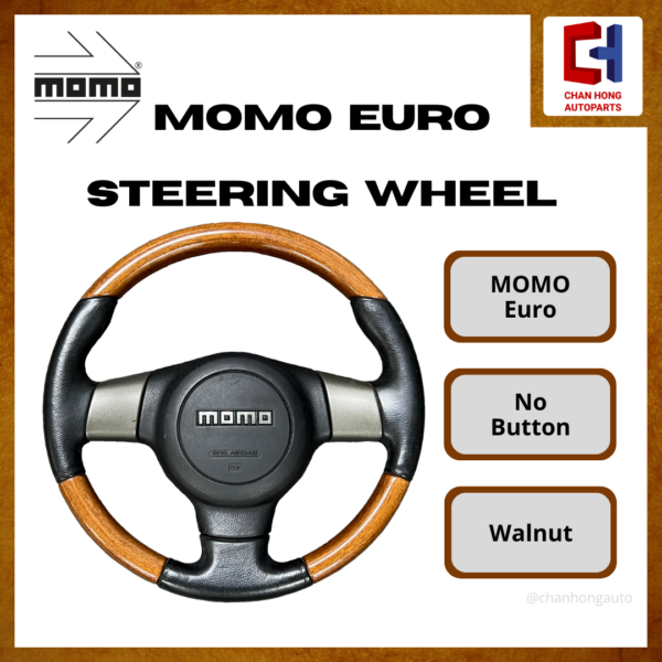 MOMO Euro Steering Wheel [Walnut Cover][No Button][Original from Japan][Used]
